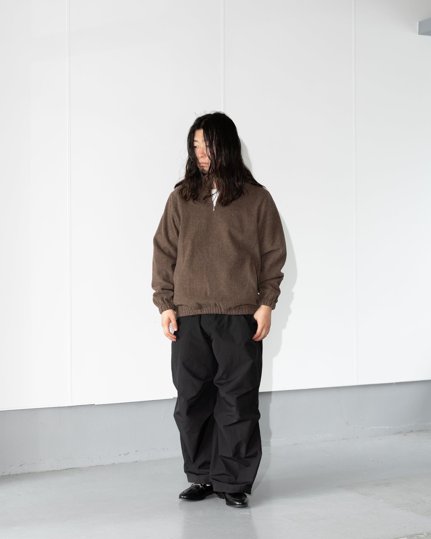 BRUSHED WOOL PULLOVER - BROWN
