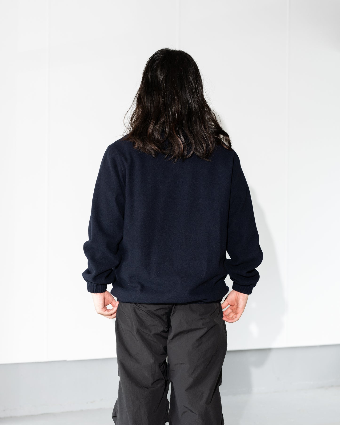 BRUSHED WOOL PULLOVER - NAVY
