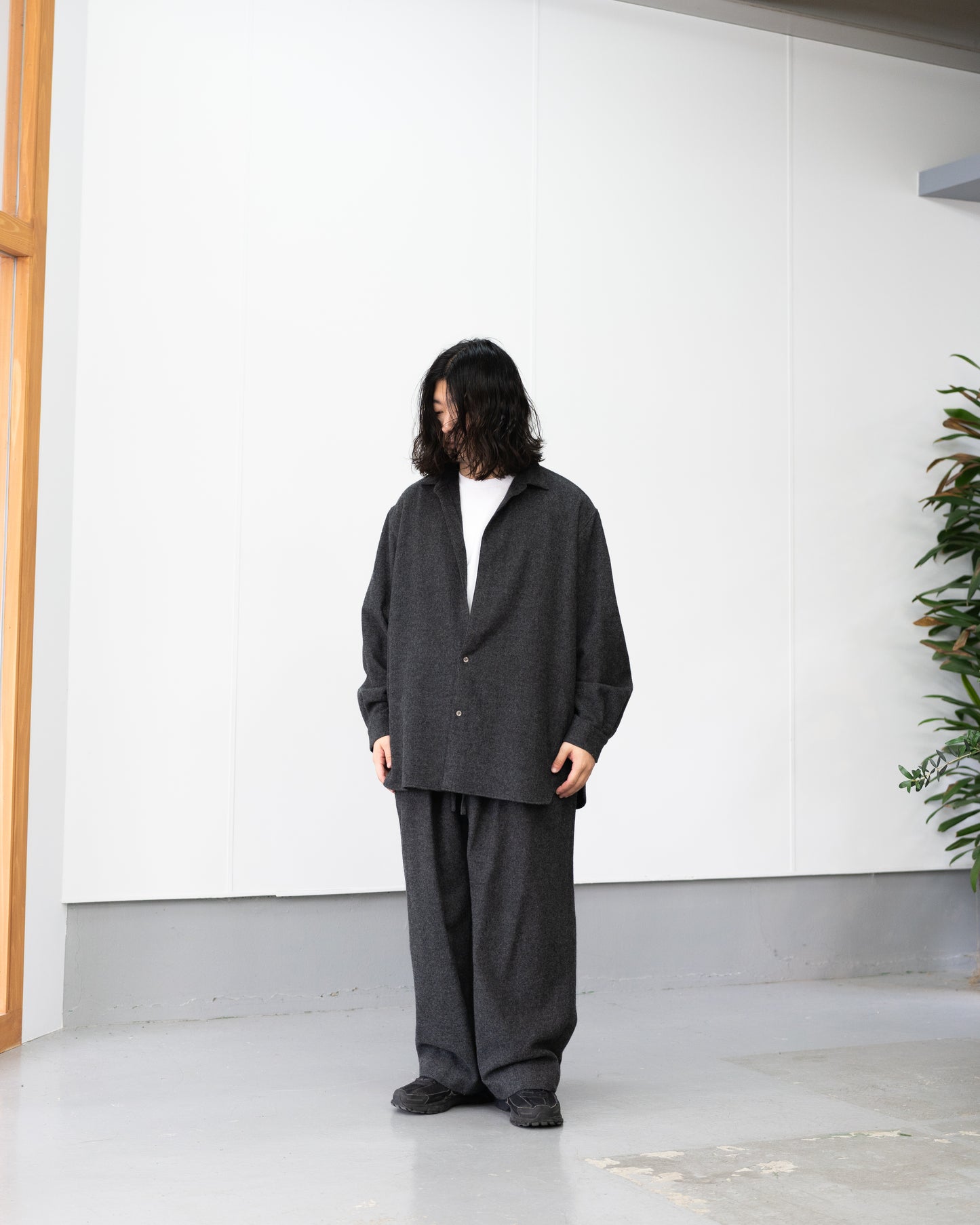 CASHMERE SHIRT JACKET - CHARCOAL GRAY
