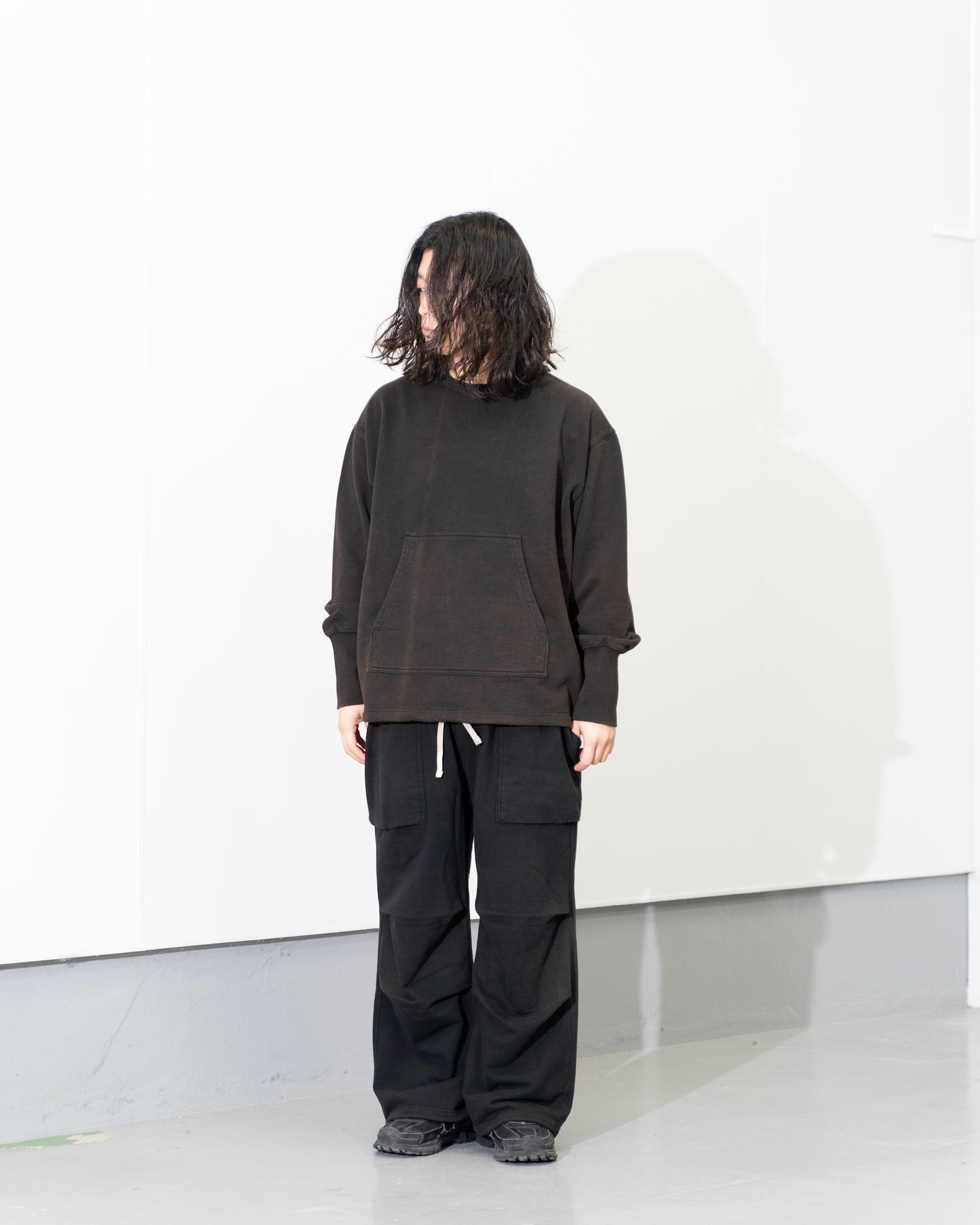 REIMAGINED NEWBOY FLEECE-LINED SWEATSHIRT - BLEACHED BLACK