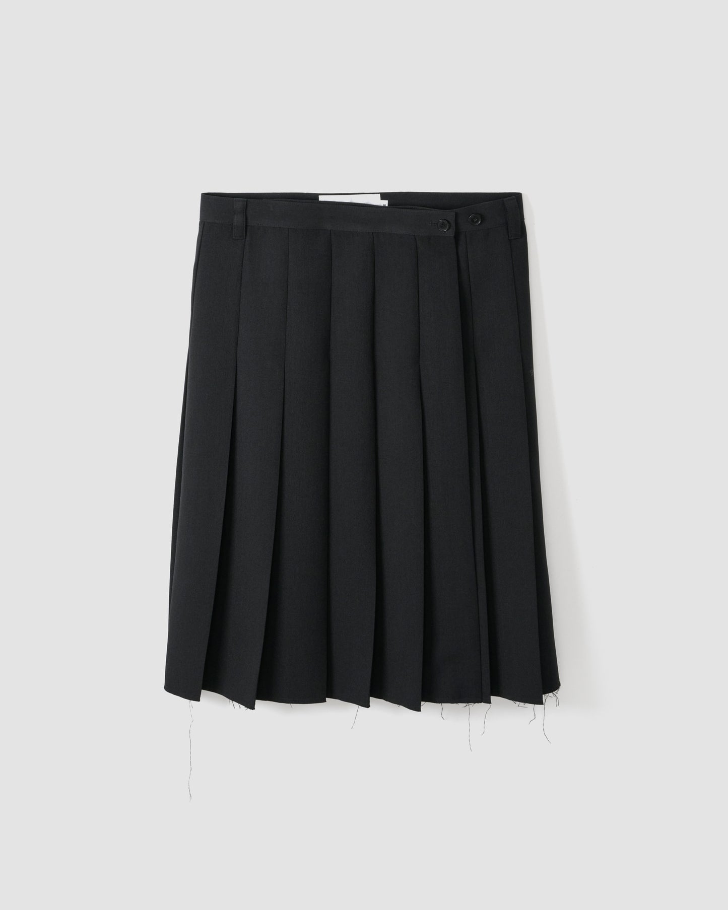POLYESTER W CLOTH PLEATS SKIRT - BLACK