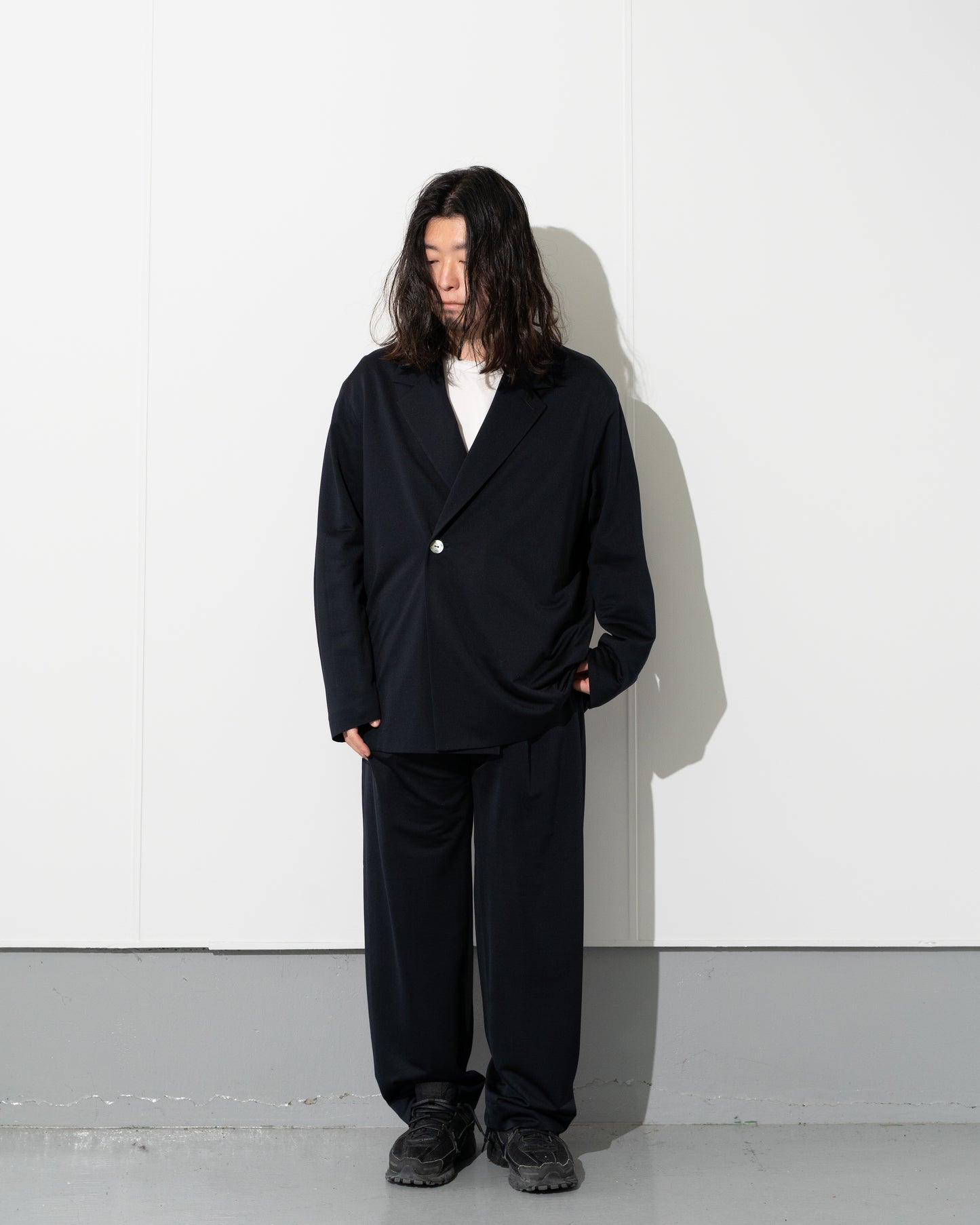 46G SILK BLEND EASY PANTS - BLACK
