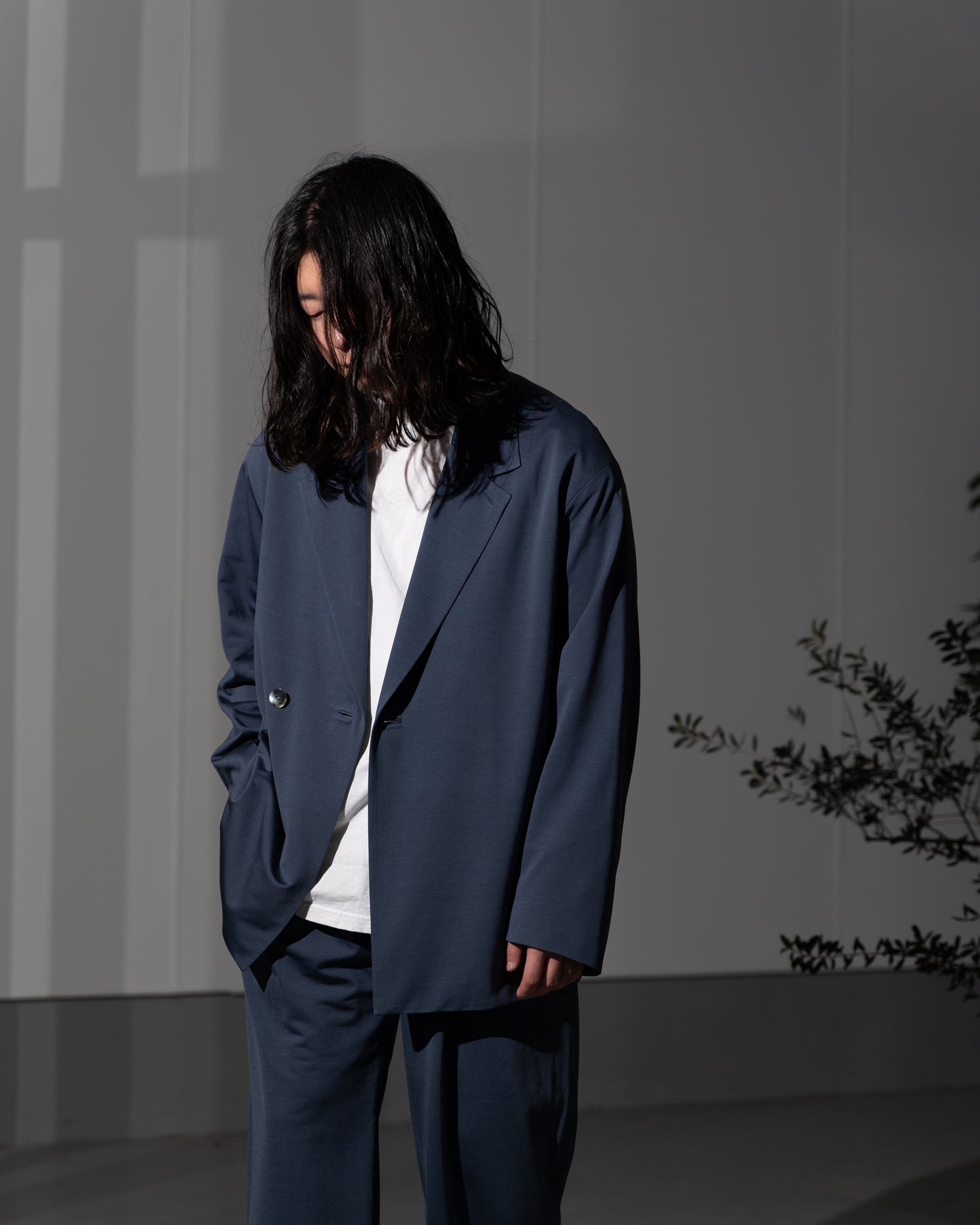 46G SILK BLEND DOUBLE JACKET - NAVY