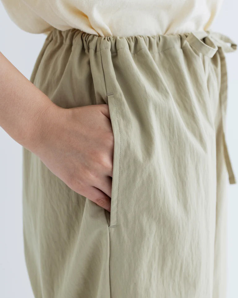 WAIST CORD WIDE PANTS - BEIGE