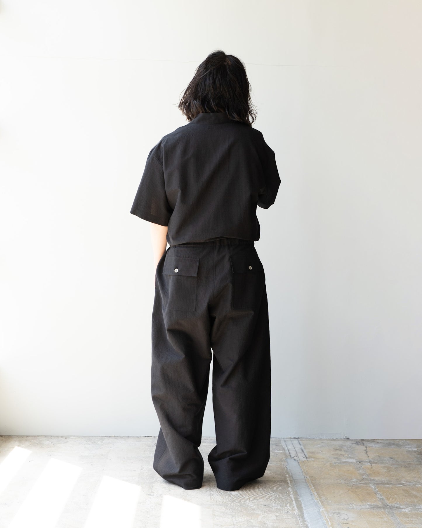 JUMPSUIT/SILK COTTON RIPSTOP - BLACK