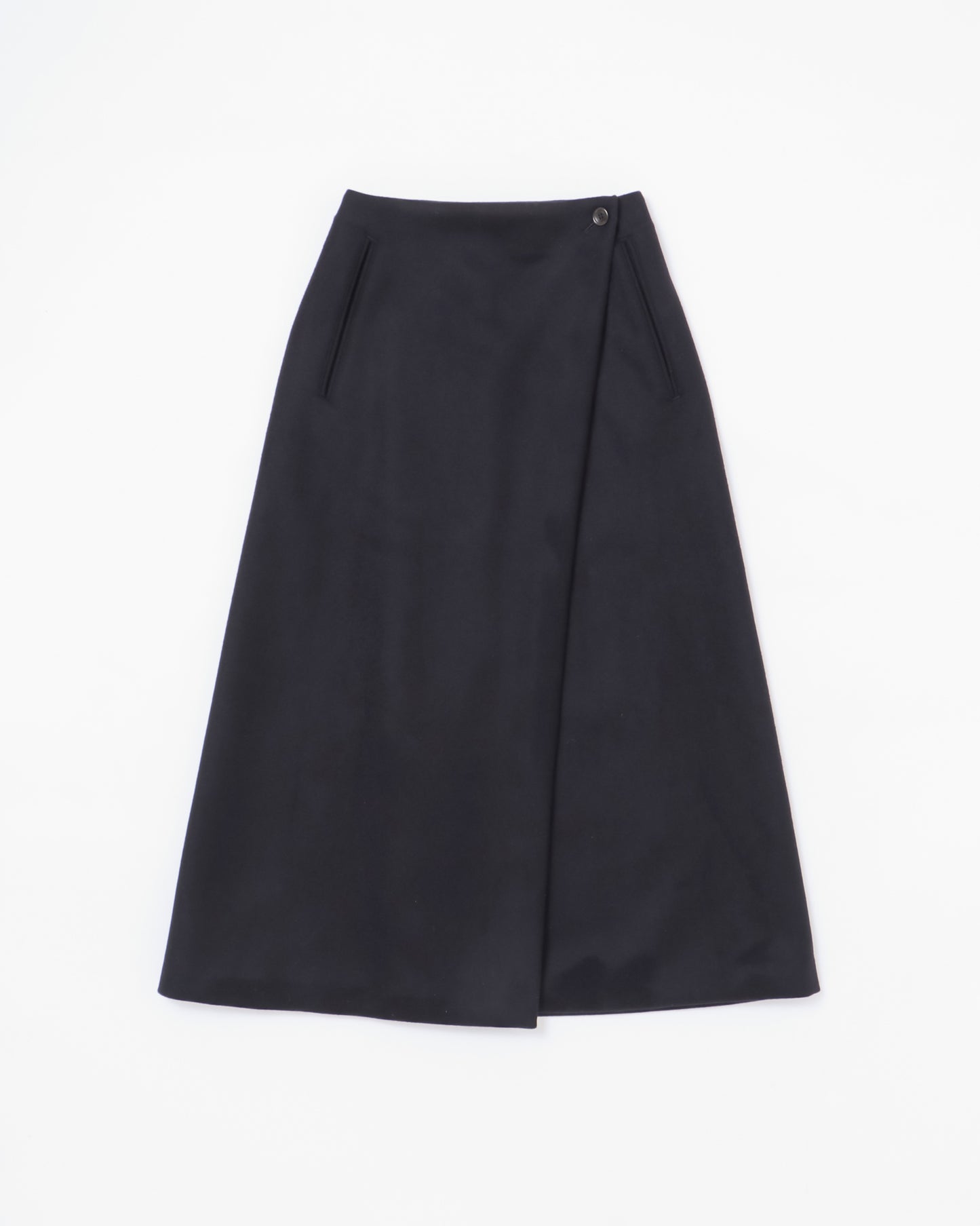 LAMBSWOOL MELTON LONG SKIRT - NAVY