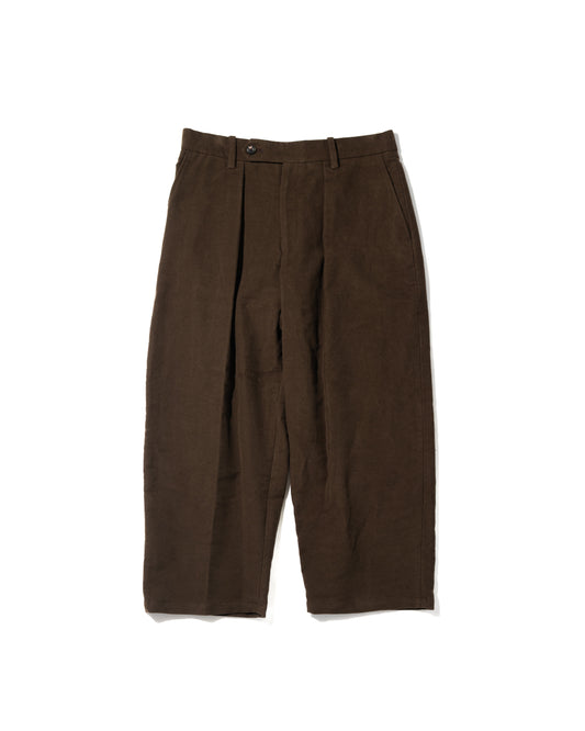 MOLESKIN PLEATED TROUSERS - BROWN