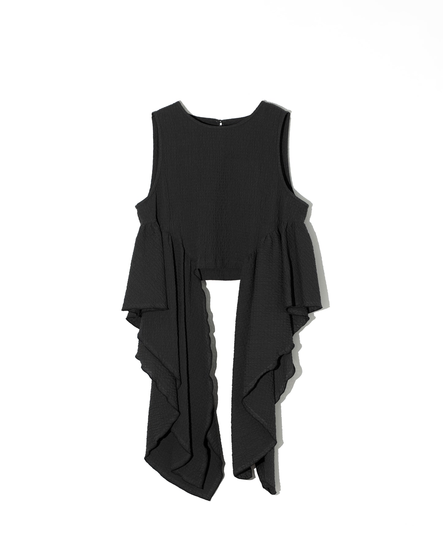 GATHER SIDE BLOUSE - BLACK