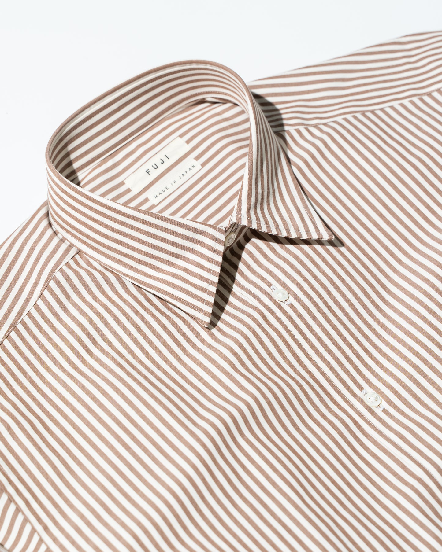 COTTON STRIPE SHIRT - BROWN