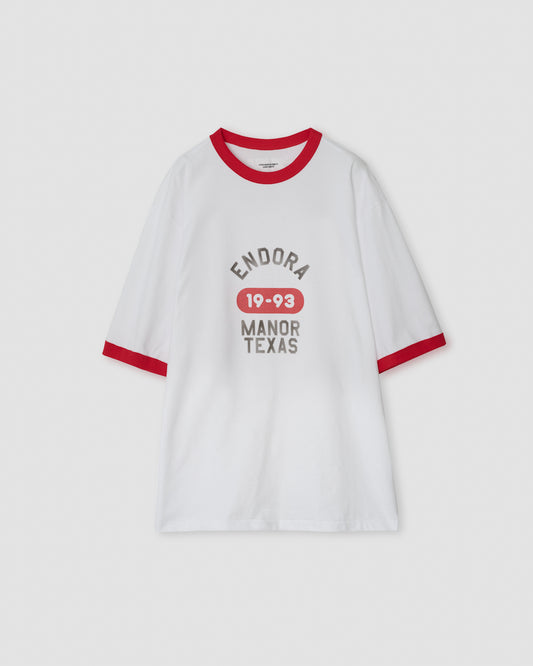 ENDORA RINGER T-SHIRT - WHITE RED