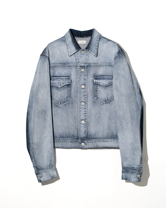 TWO-TONE DENIM BLOUSON - SAX BLUE