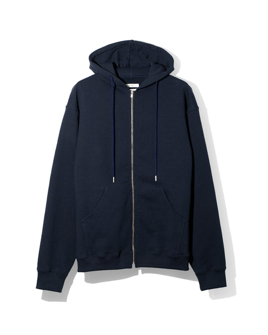 COTTON ZIP UP HOODIE - NAVY