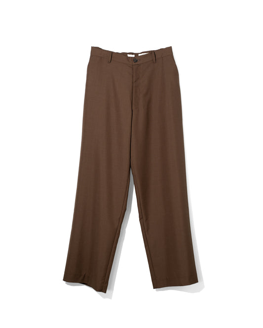 MOHAIR POPLIN STRAIGHT SLACKS - BROWN