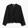 COTTON SILK BLOUSE JACKET - BLACK
