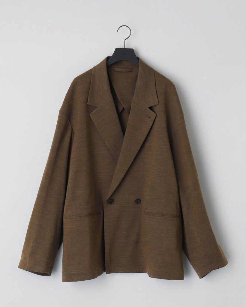 36G WOOL HERRINGBONE DOUBLE JACKET - BROWN