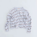 TUCKED JACQUARD BORDER PULLOVER - HEATHER GRAY