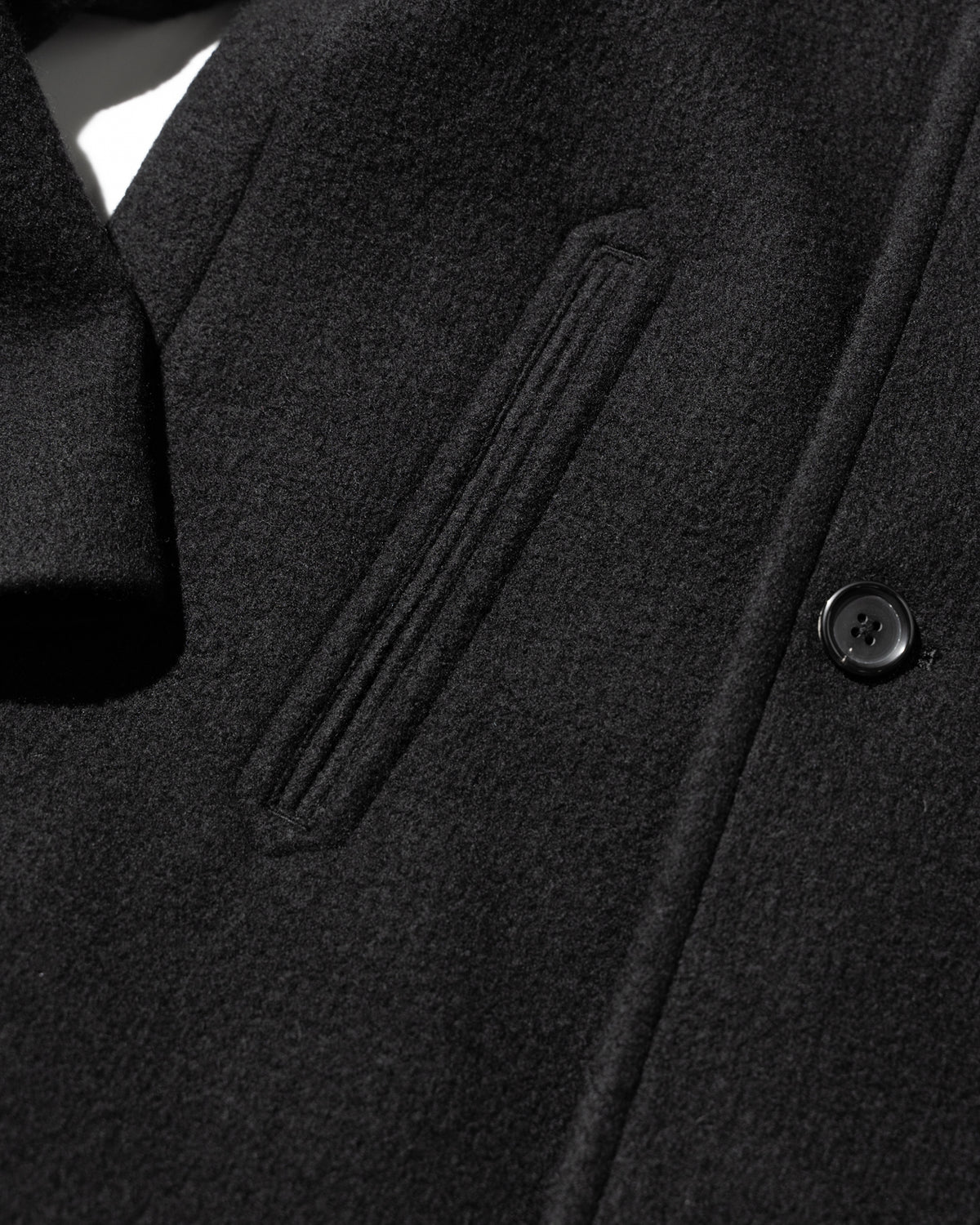 MELTON PEA COAT - BLACK