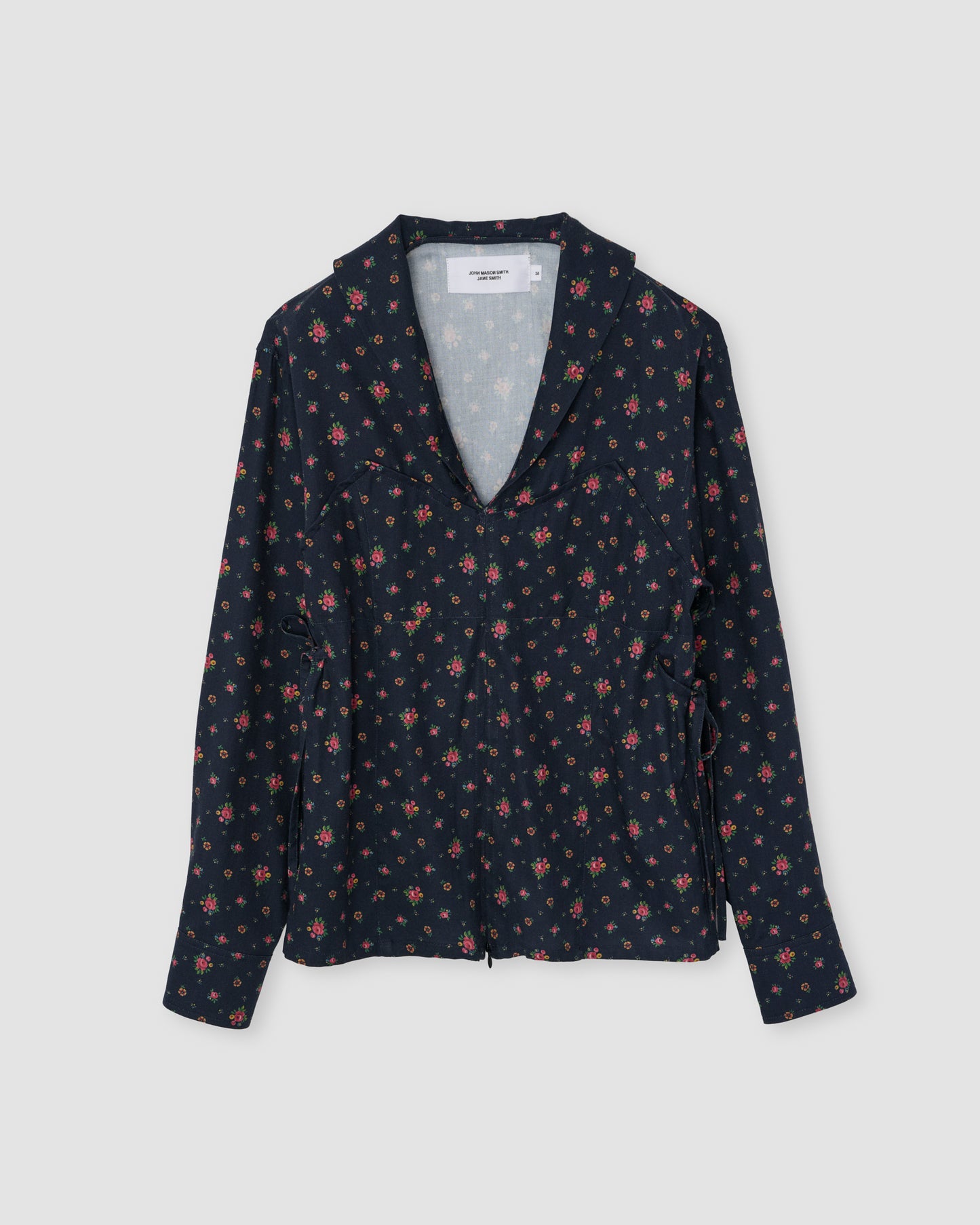FLOWER PRINT SAILOR COLLAR SHIRT - NAVY