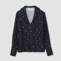 FLOWER PRINT SAILOR COLLAR SHIRT - NAVY