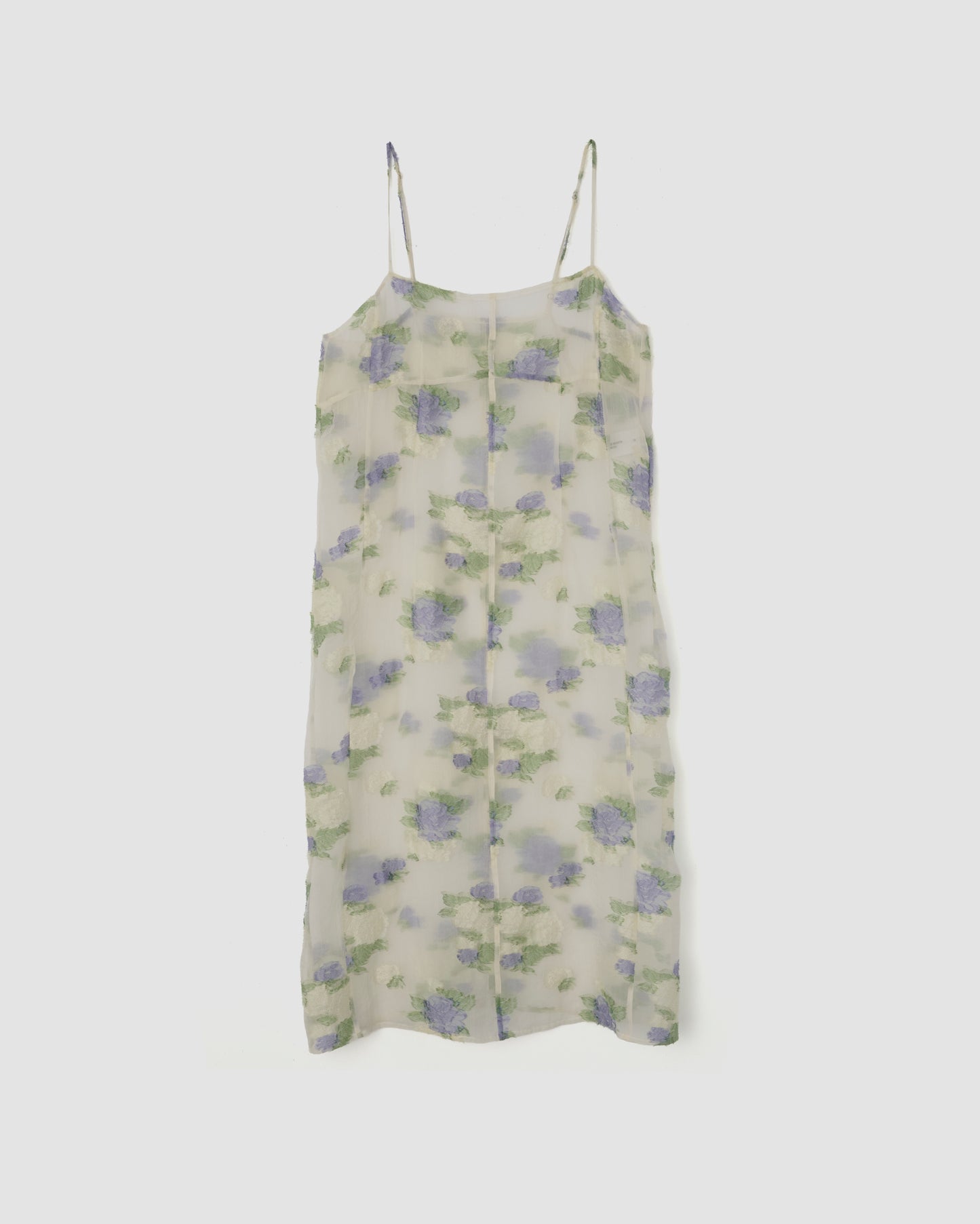 FLOWER JACQUARD CAMISOLE DRESS - WHITE