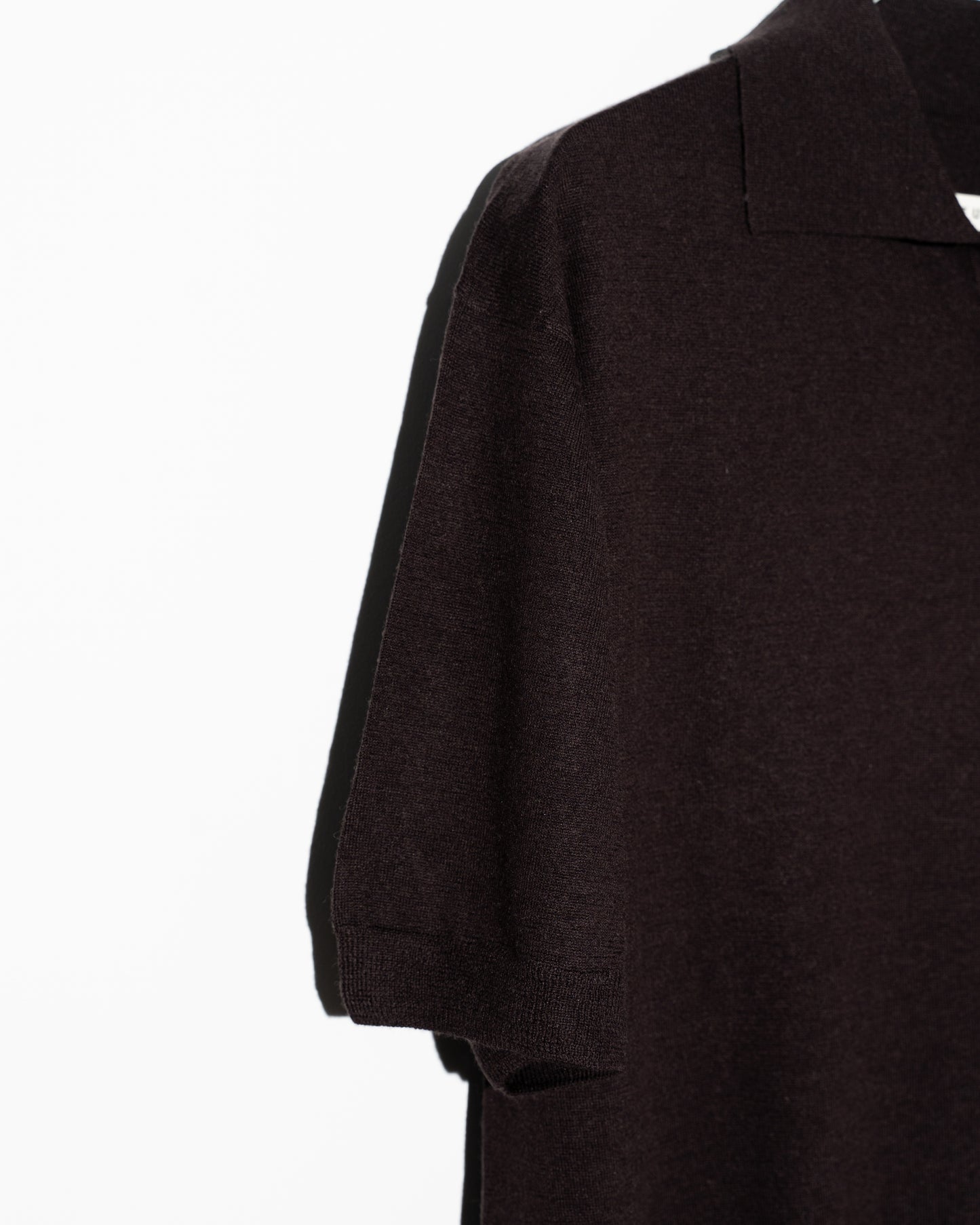 SILK CASHMERE S/S SKIPPER POLO - BROWN