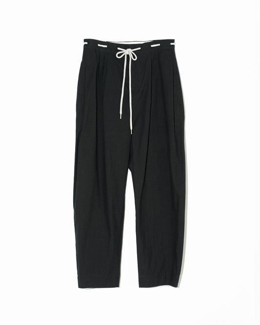 COTTON BROAD BARREL TROUSERS - BLACK