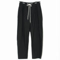 COTTON BROAD BARREL TROUSERS - BLACK