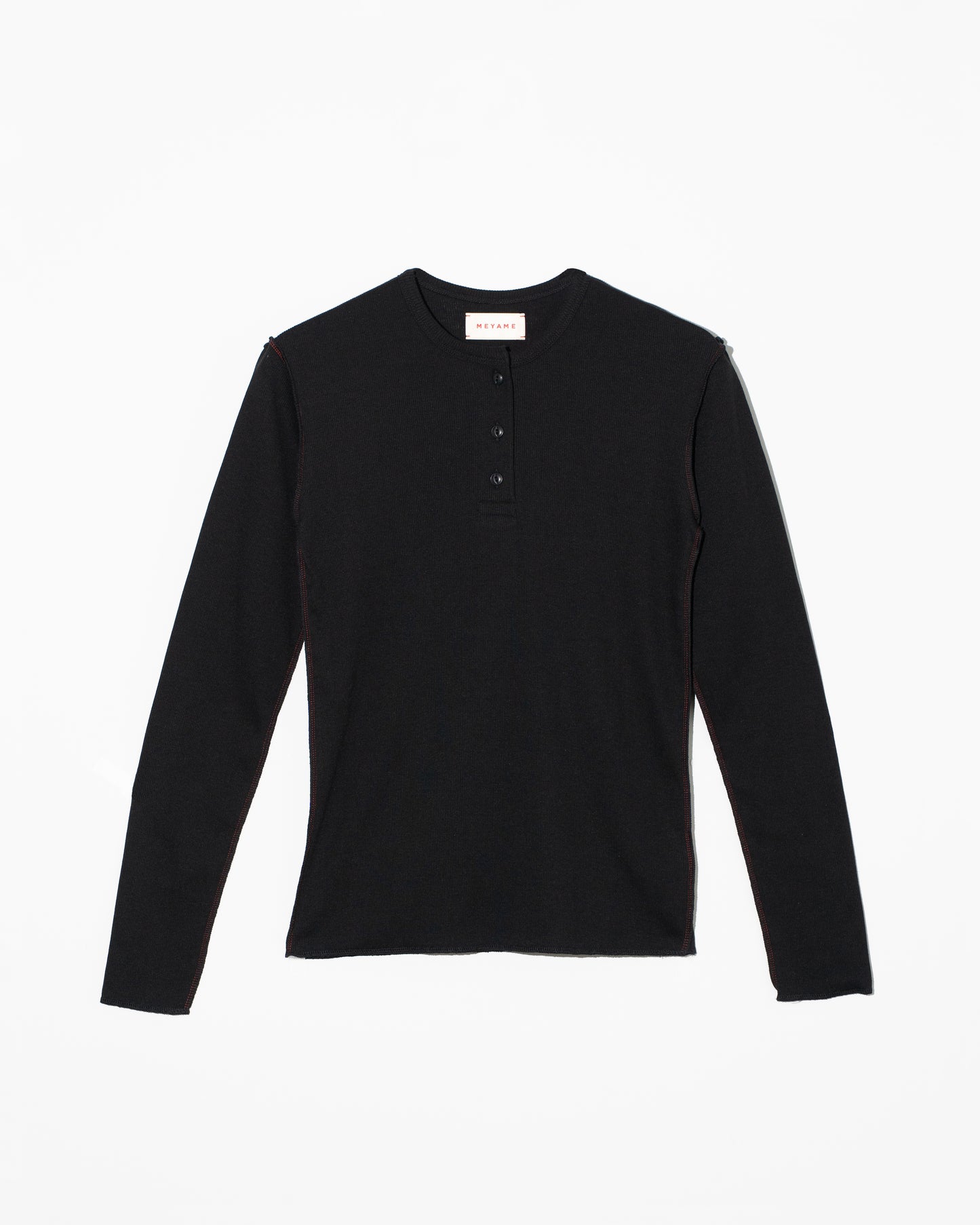 SOFT RIB HENRY NECK - BLACK