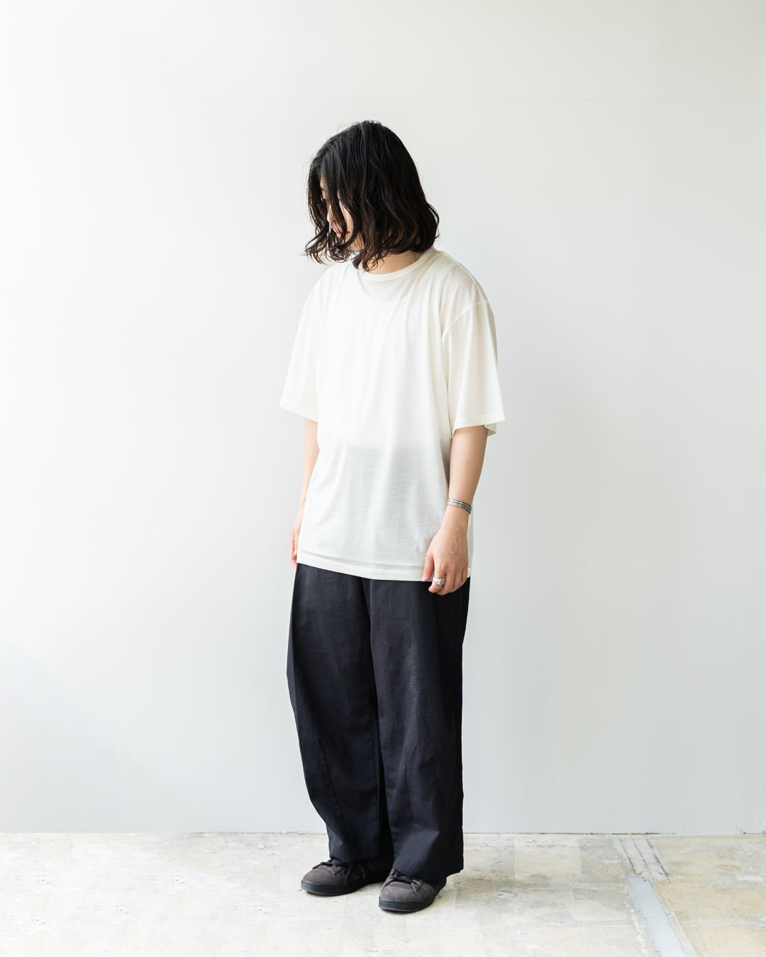 36G WOOL SILKY TEE - WHITE