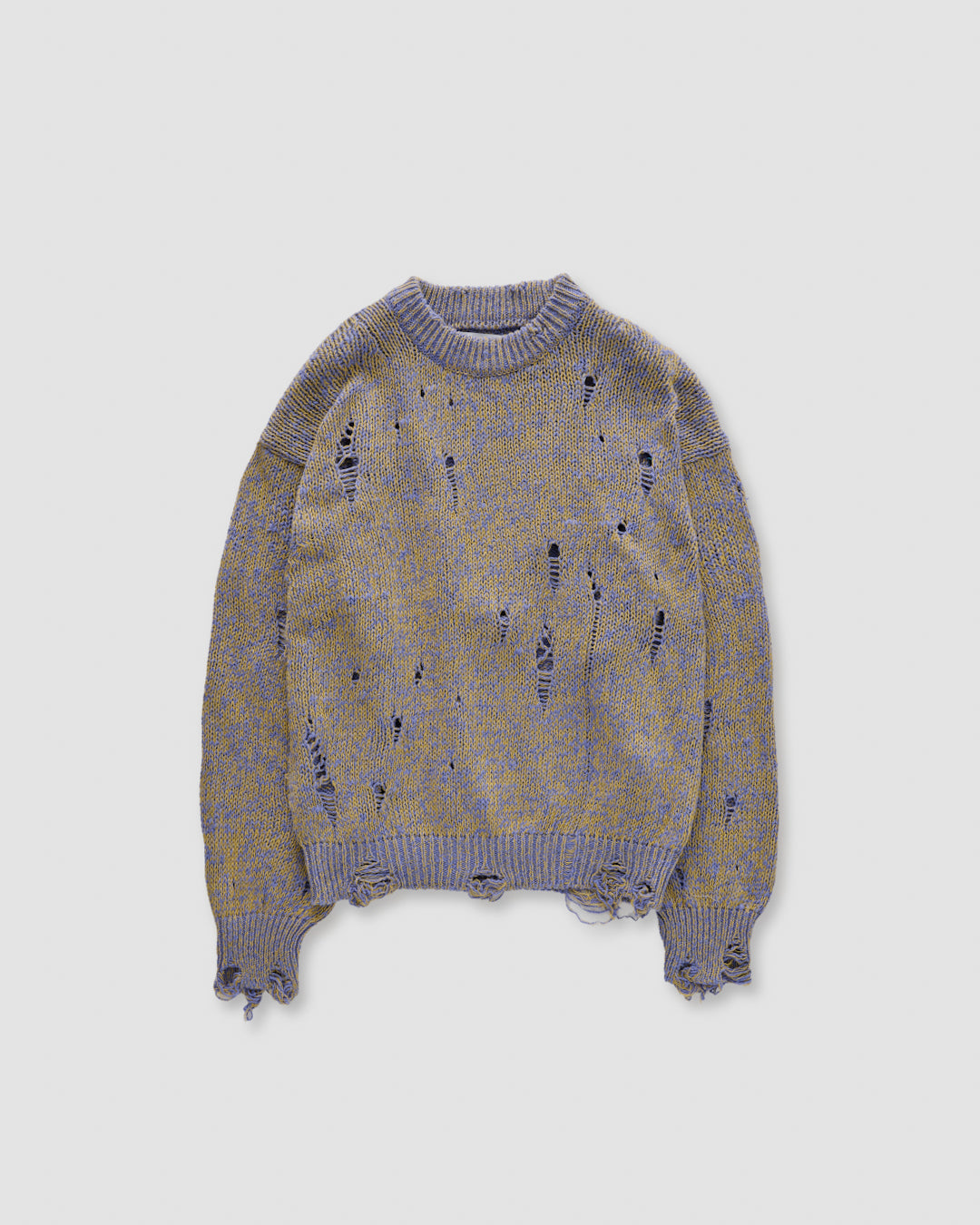 DAMAGE COTTON KNIT CREW NECK - PURPLE MIX