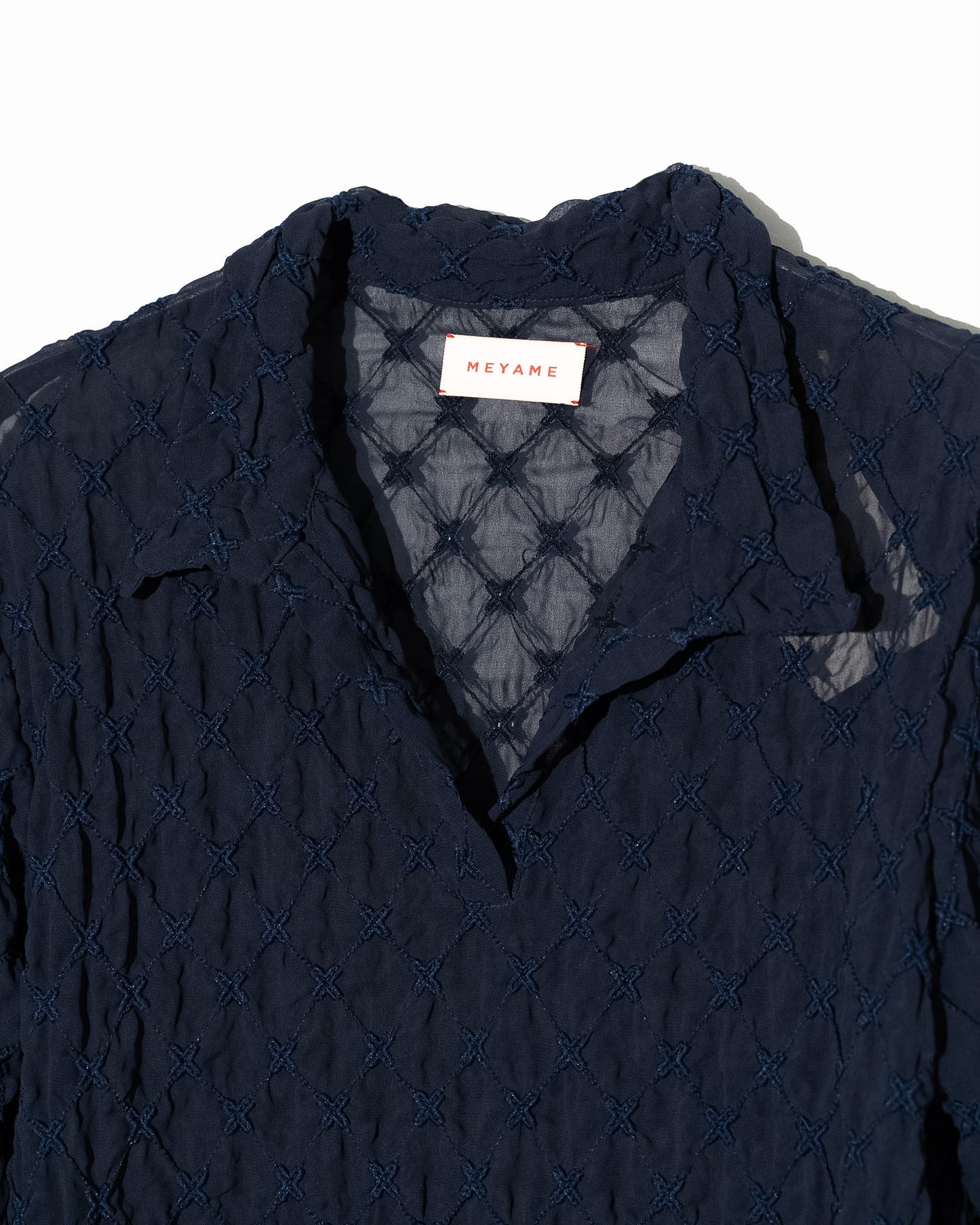 LACE SKIPPER BLOUSE - NAVY