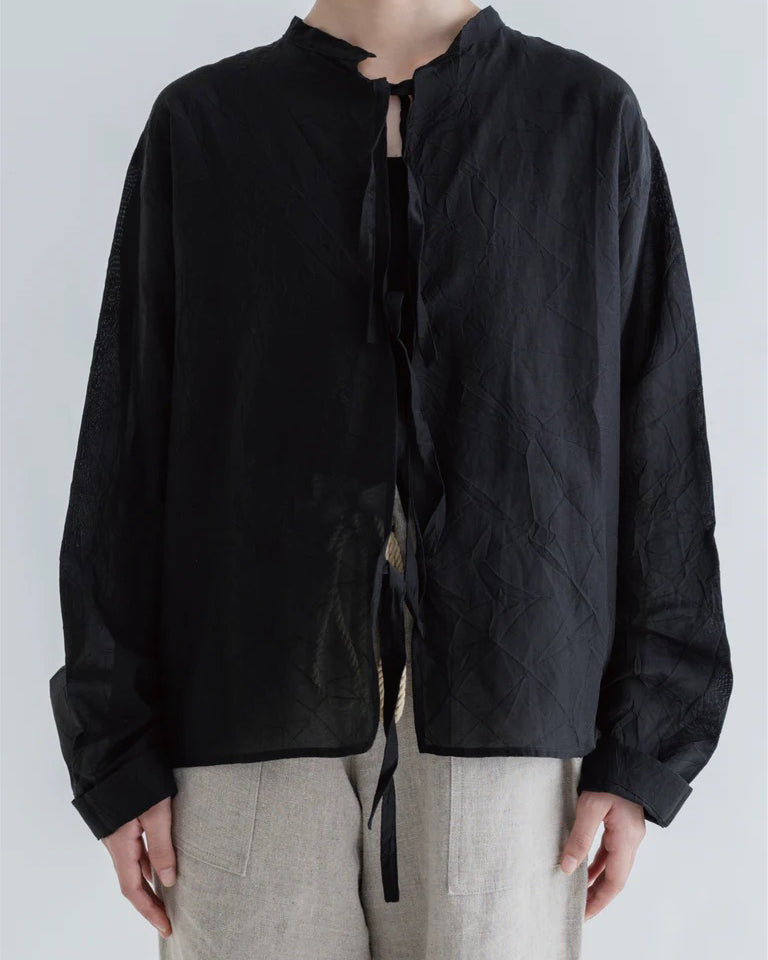 COTTON SILK BLOUSE JACKET - CREAM