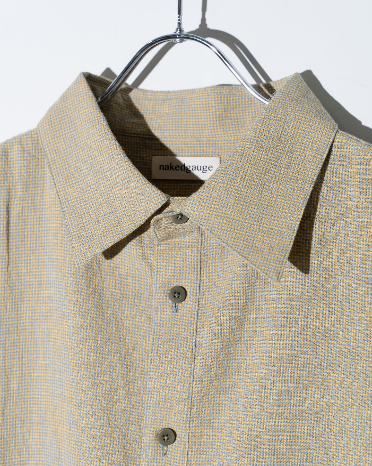LINEN COTTON RANDAM COLOR HOUNDSTOOTH SHIRT LS - YELLOW×GRAY