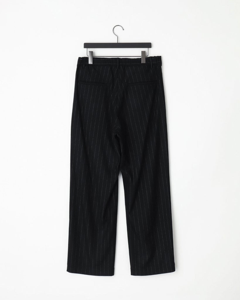 36G WOOL STRIPE TROUSER - BLACK
