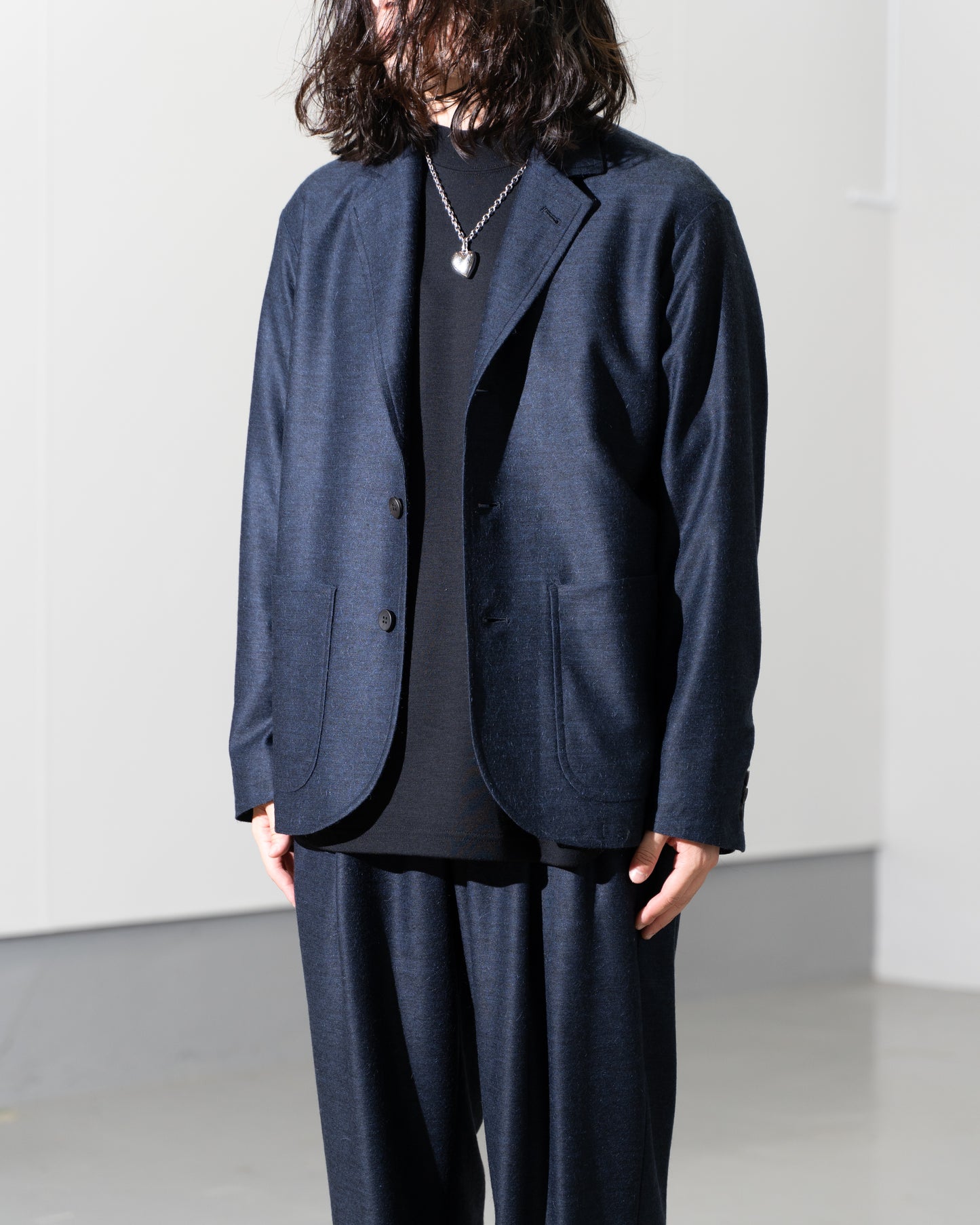 24G MOHAIR 3B JACKET - NAVY