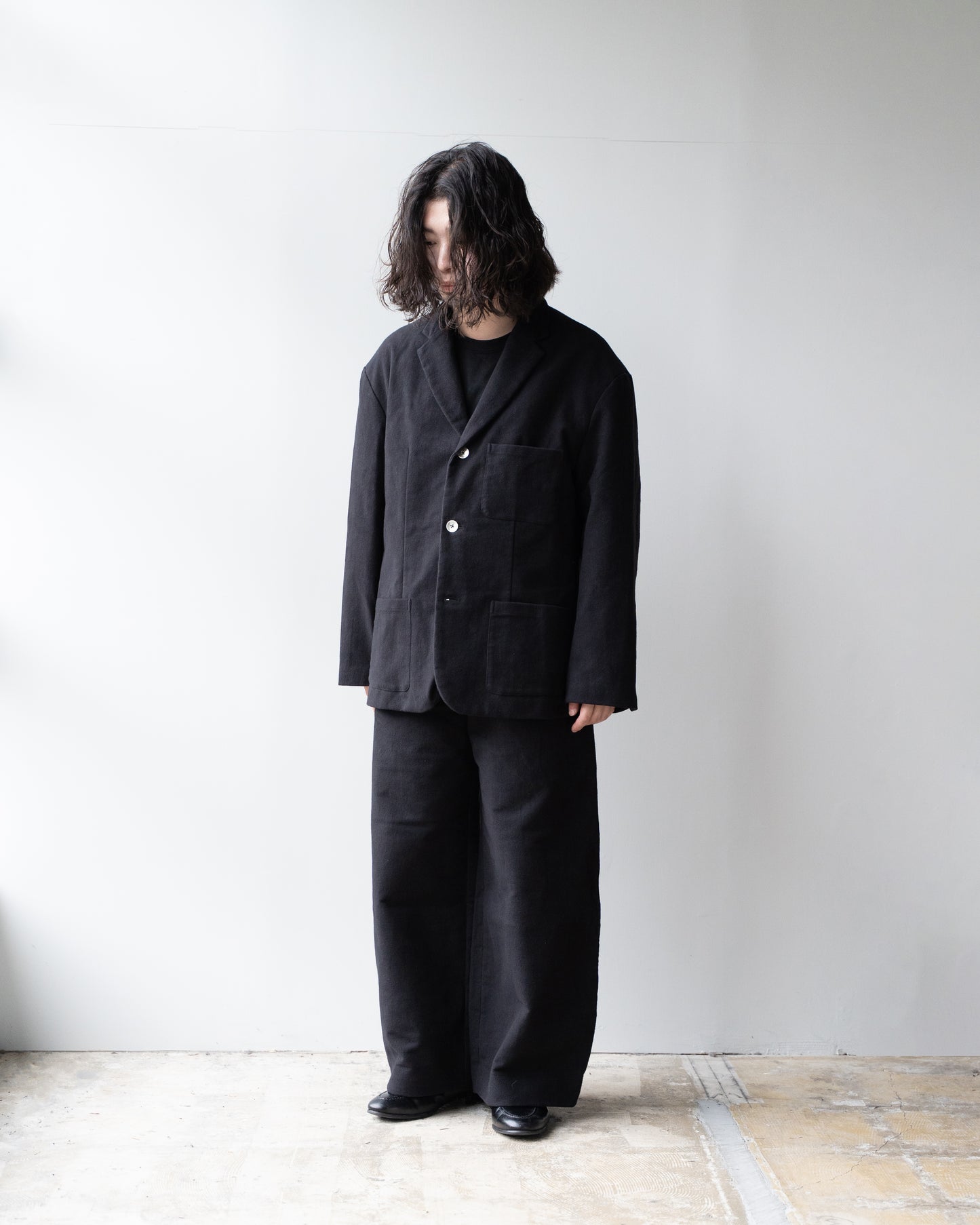 MOLESKIN SINGLE BRESTED JACKET - BLACK