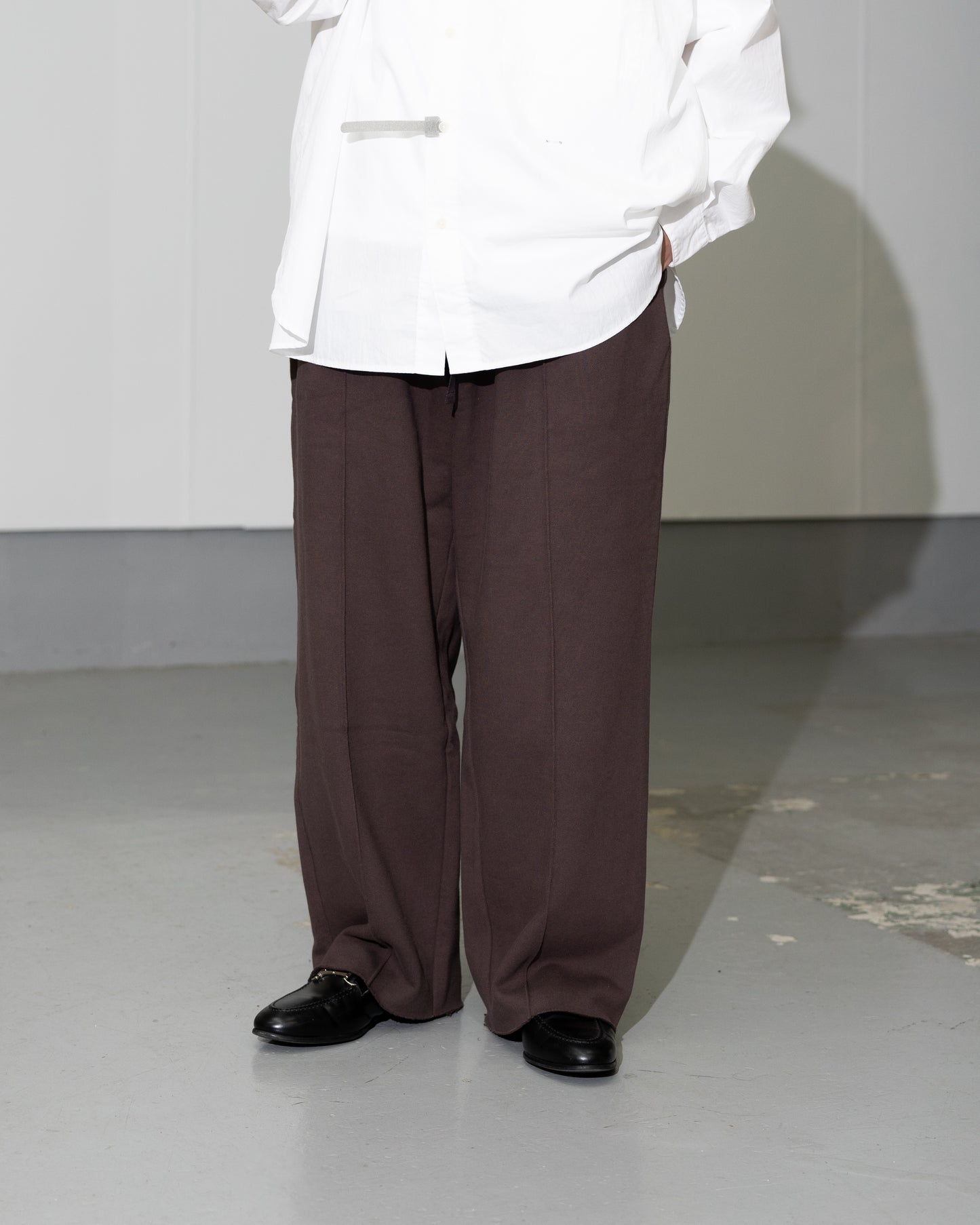 PINTUCK JERSEY WIDE PANTS - HICKORYBROWN