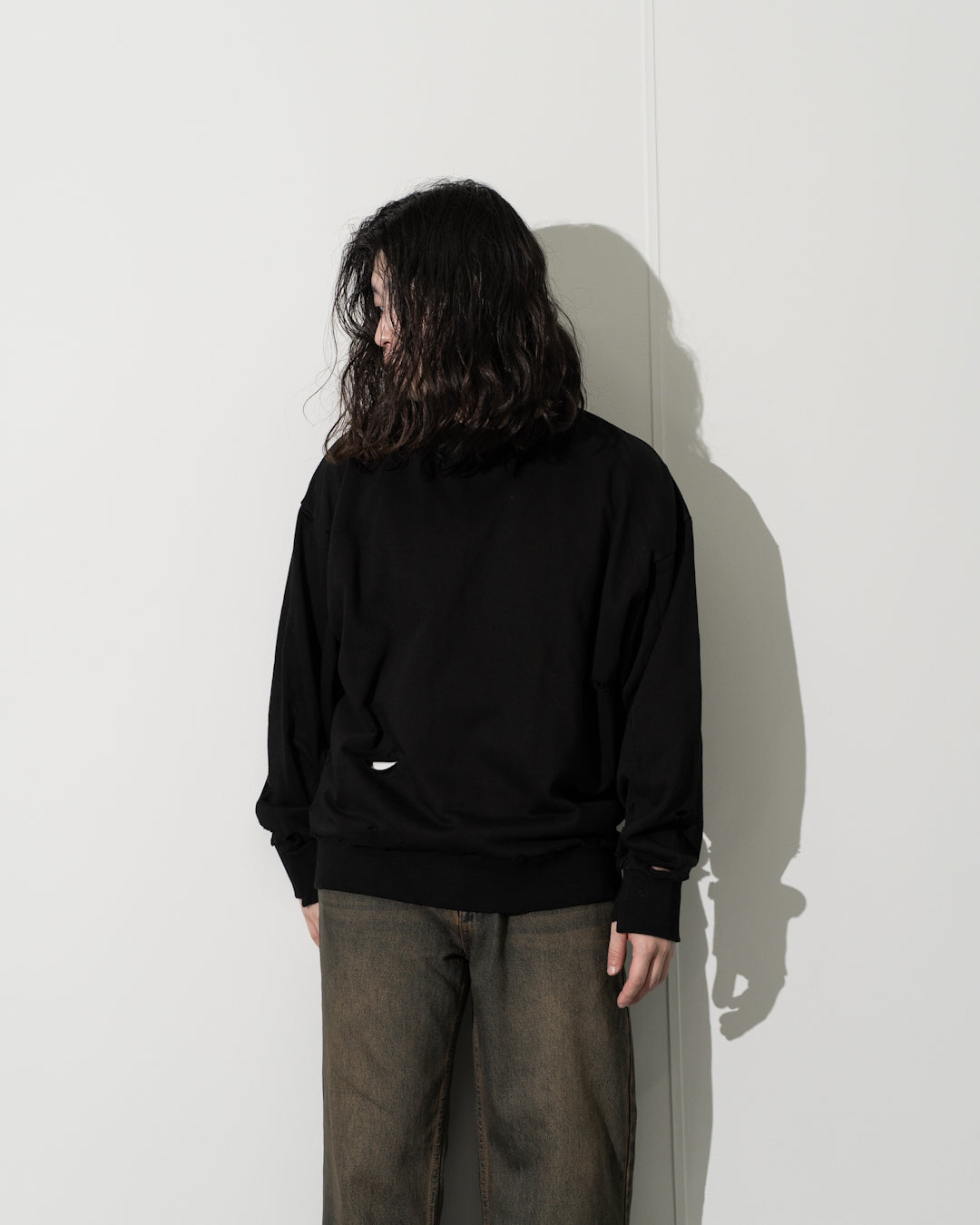 AGING DESTROYED SWEATSHIRT - MELANGE GRAY