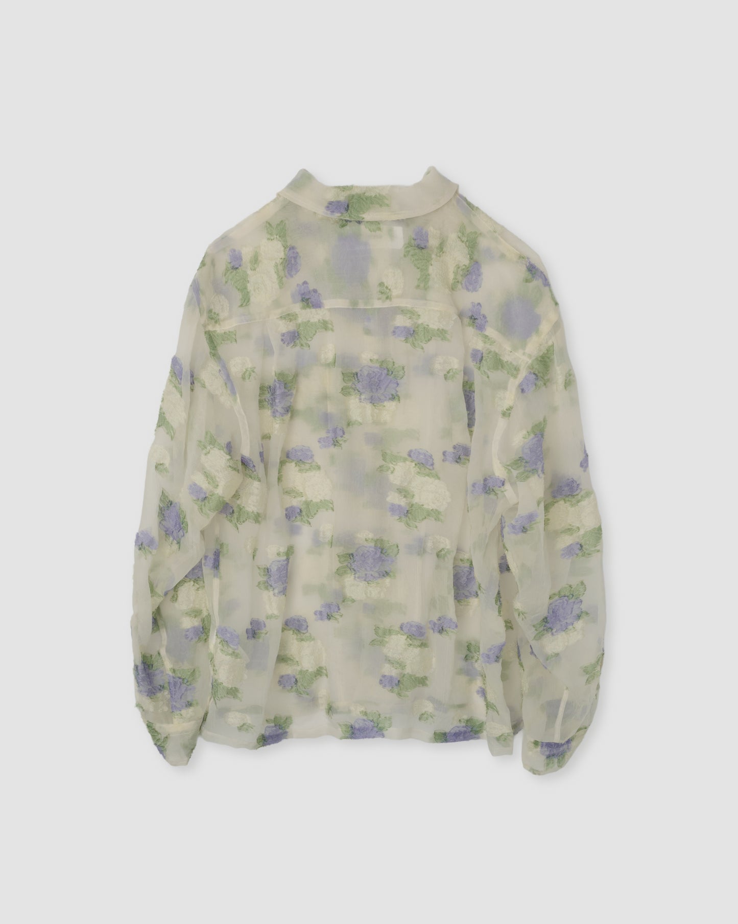 FLOWER JACQUARD OPEN COLLAR SHIRT - WHITE