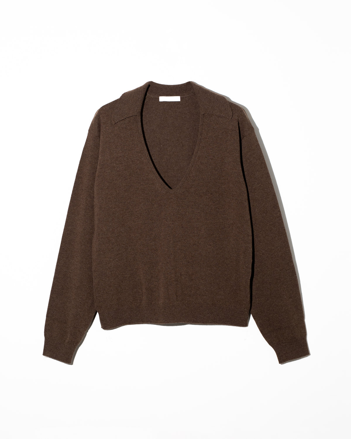 COLLARED V-NECK KNIT - BROWN