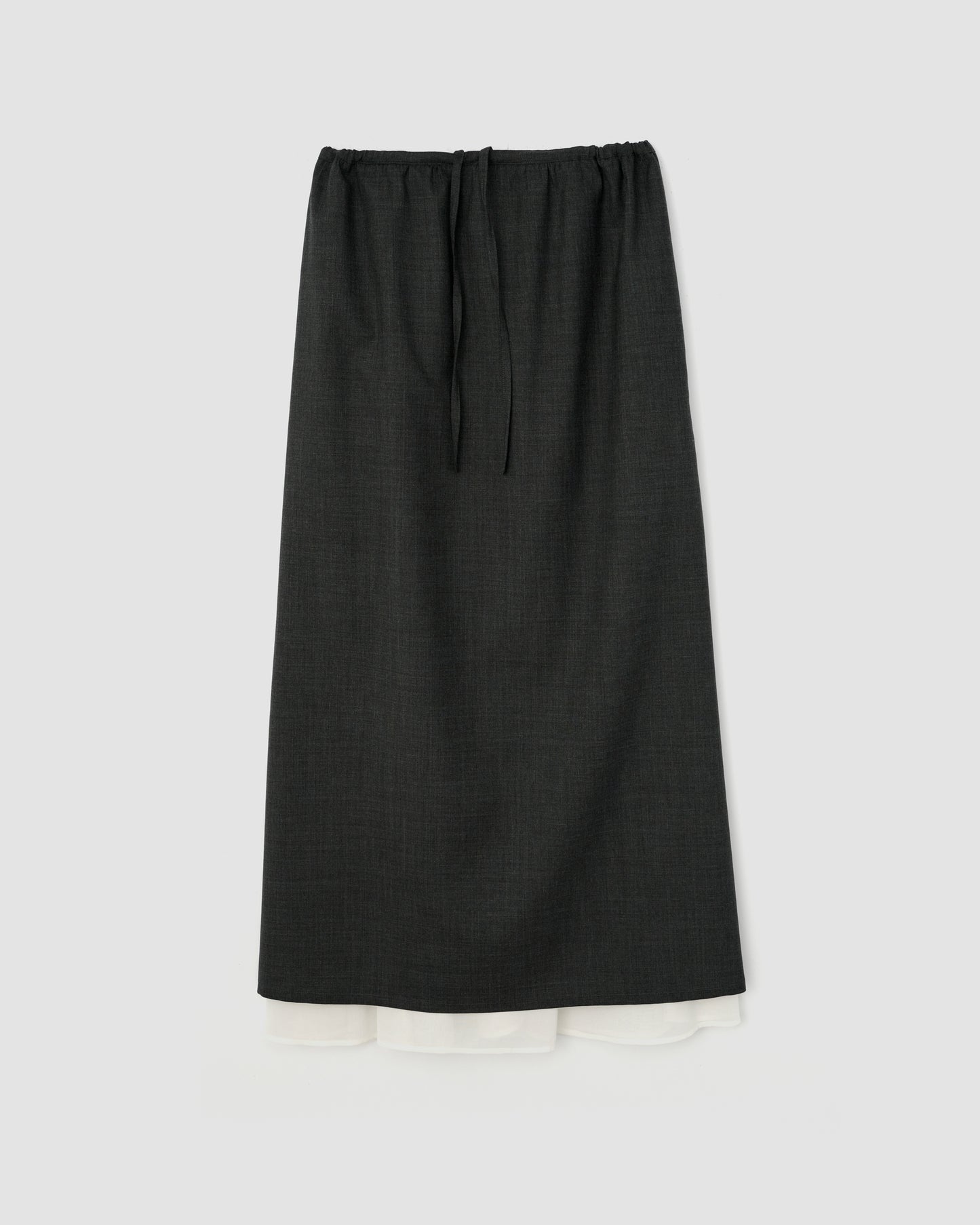 WOOL TROPICAL LAYERED SKIRT - CHARCOAL