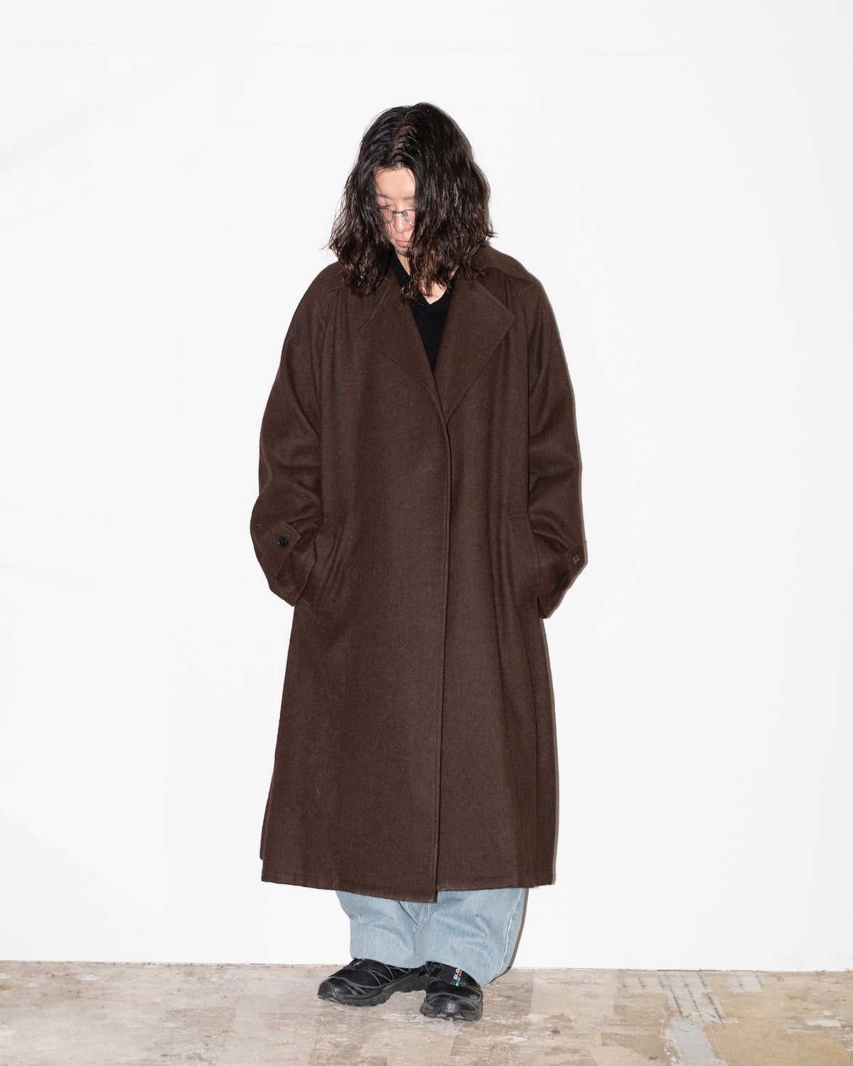 ALPACA OVERSIZE COAT - DEEP BROWN