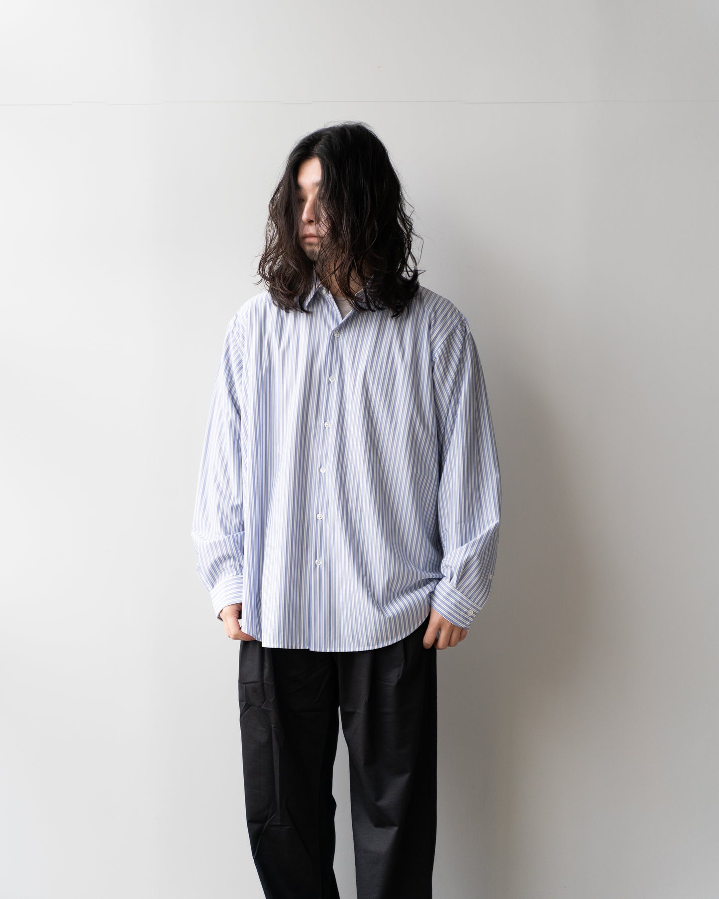 46G STRIPE ATMOSPHERE SHIRT - SAX BLACK