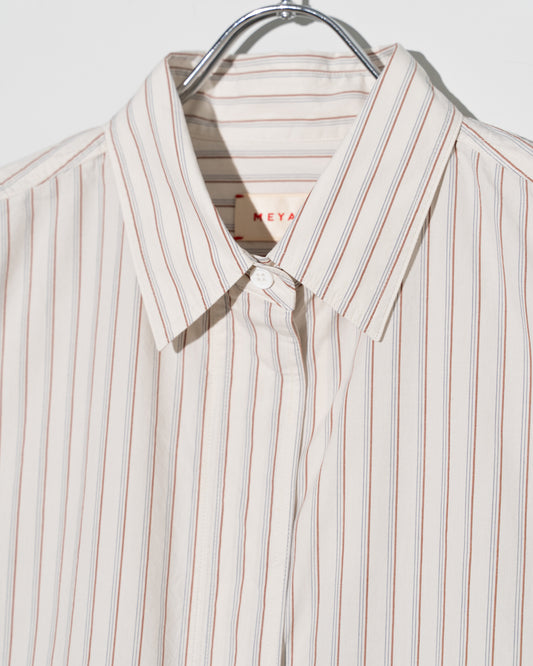 STRIPE BOW-TIE BLOUSE - WHITE
