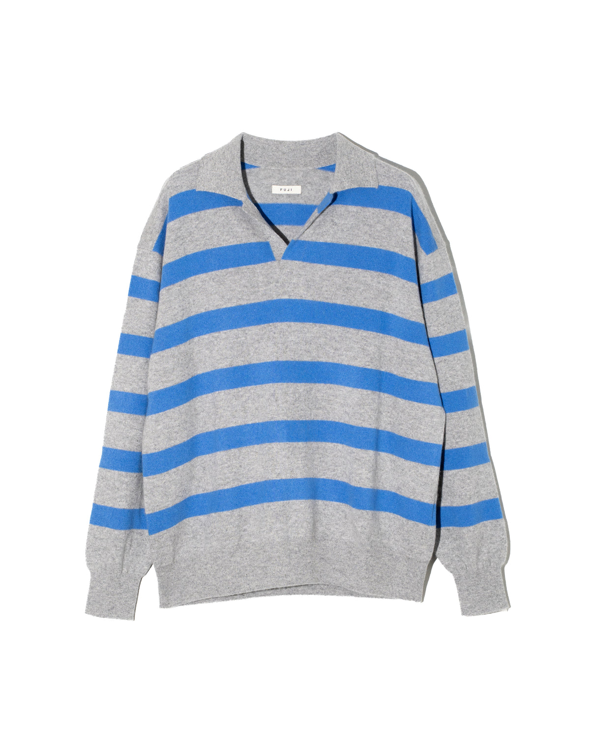 CASHMERE BORDER SKIPPER KNIT - GRAY