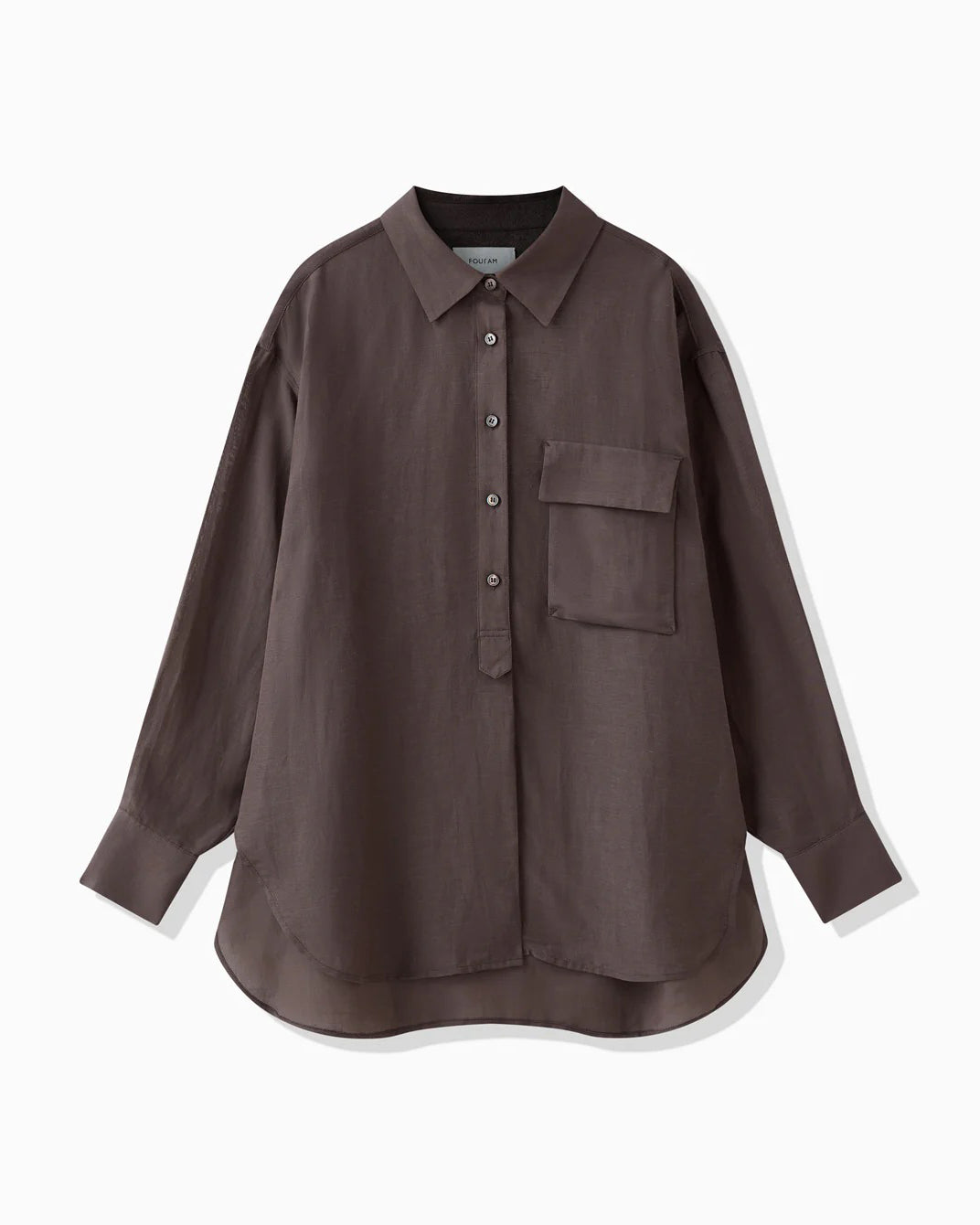 SHEER LINEN SHIRT - BROWN
