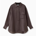 SHEER LINEN SHIRT - BROWN