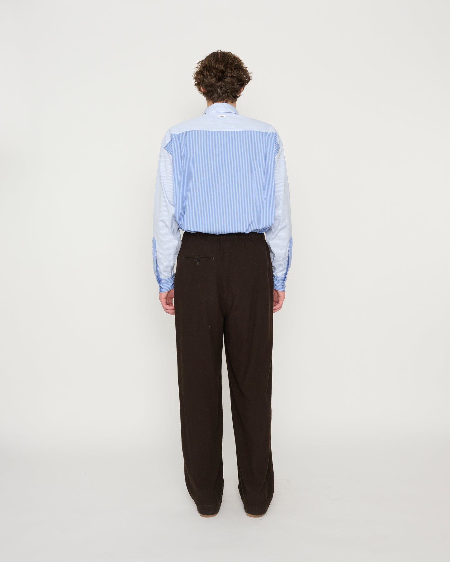 SILK NOIL GARMENT DYED PAJAMA PANTS - BROWN