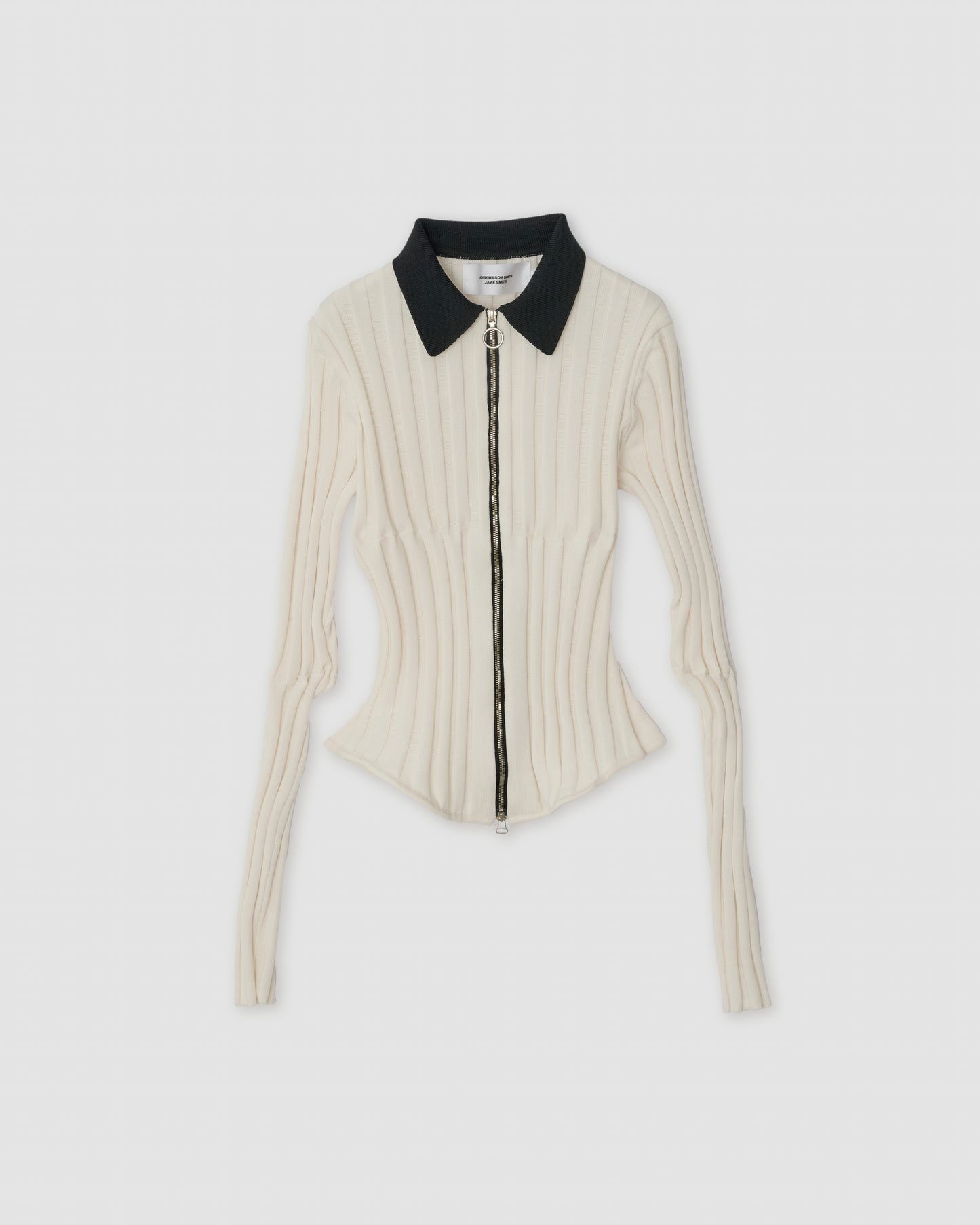 12G WIDE RIB ZIP CARDIGAN - WHITE