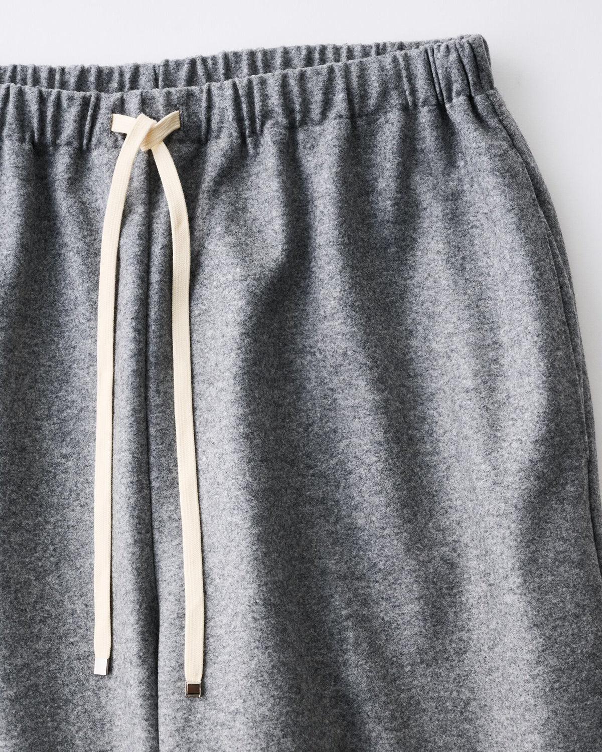 SUPER 160'S WOOL FLANNEL JERSEY DRAWSTRING EASY PANTS - TOP GRAY